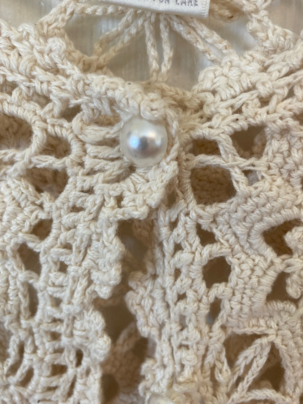 Moda International Cream Crochet Floral Cardigan with Pearl Buttons - Picture 3 of 9